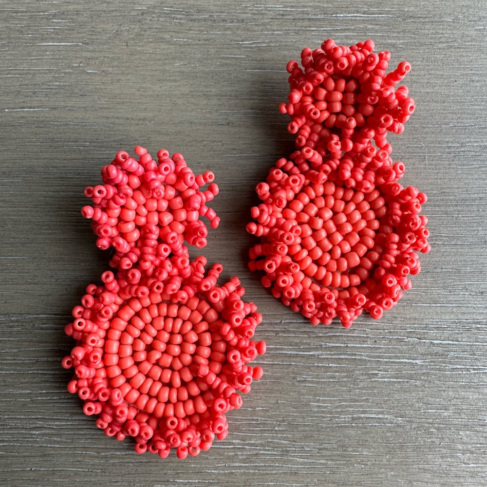 BaubleBar Coral Beaded Dangly Earrings